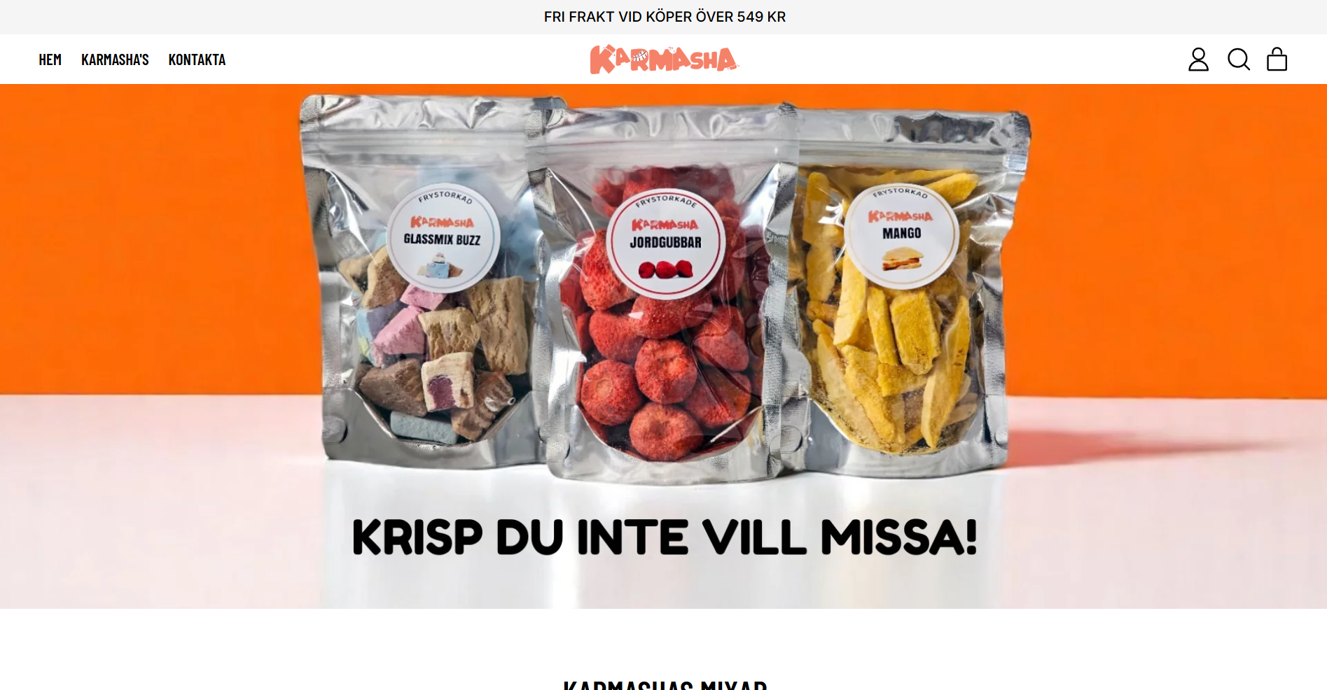 Karmasha – webbutik för frystorkade frukter, glass och godis
